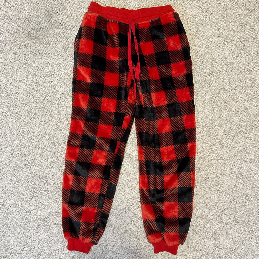 Plaid velvet pajama pants